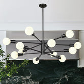 MQMQA 33 modern chandelier 12-light sputnik matte black for stylish dining room lighting.