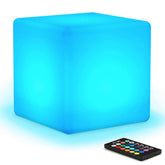 Mr.Go 8-inch LED cube lamp adds vibrant color options to any room.