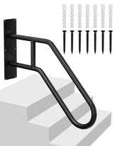 Mrupoo handrail for outdoor steps with a U-shaped design provides sturdy support on stairs.