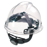 MSA Fas-Trac III suspension side view with 4-point attachment for firm hard hat fit.