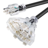 Mshyet 10ft extension cord with three outlets at different angles for versatile outdoor use.