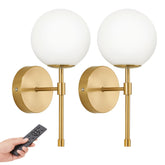 MSTETO Battery Operated Wall Sconces show elegant glass globes for refined living spaces with warm ambience.