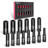 MTO 14-piece 1/4 drive magnetic deep socket set in action for fast automotive work.