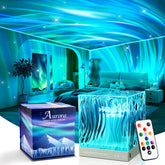 Mubarek Northern Lights Projector creating calming bedroom ambiance with aurora display