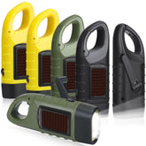 Mudder hand crank solar flashlight in green for camping and emergencies.