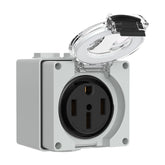 Muelnmey 50A outlet box exterior for rugged outdoor power setups.