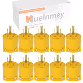 Muelnmey 5-15P plug front view with yellow shell for safe outdoor connections