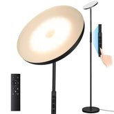 Mukuxin floor lamp torchiere remote control for convenient lighting across the living room.