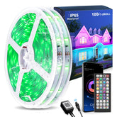 Mulivid outdoor LED strip 100ft showcases vibrant RGB colors for backyard ambiance.