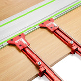 MUWOOD Track Saw Parallel Guide setup demonstrating precise alignment for repeatable rip cuts.