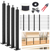 Muzata 15-20ft modular black cable railing post kit PS01 shows a modern deck setup
