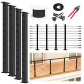 Muzata 15-20ft modular black cable railing post kit PS02 for clean, sturdy deck edges.