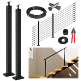 Muzata PS01 black post on stairs provides sturdy support