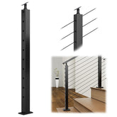 Muzata black stair post PS01 BA4S with angle holes for precise stair railing alignment