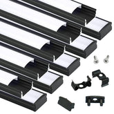 Muzata U1SW black aluminum LED channel with U-shaped diffuser for even lighting.