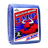 MVPNET 16x20 blue waterproof tarp protecting gear from rain and wind