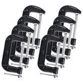 MYFAMIREA 8pcs C-clamp 4-inch black showcases rugged, stable clamping for woodworking projects.