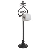 MyGift free-standing toilet paper holder with scrollwork adds elegant organization.