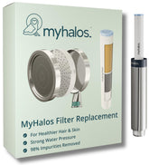 MyHalos shower filter cartridge replacement for cleaner water and smoother skin.