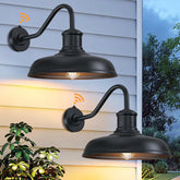 MYHXQ dusk-to-dawn barn light front view illuminates entrances with balanced exterior lighting