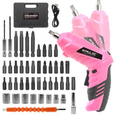 MYMULIKE cordless screwdriver with 90deg handle enables one-handed use in narrow spaces.