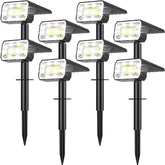 NACINIC solar spot light provides broad garden illumination.