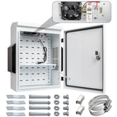 Namunanee outdoor box front view with thermostat and fan for weather-ready protection