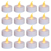 Nancia 100-pack flameless tea lights with realistic flicker for safe decoration.