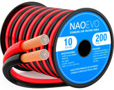 NAOEVO 10AWG red 200ft spool for speaker installs and low-voltage runs.
