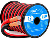 NAOEVO 12 AWG red wire on a 200ft spool for speaker or LED projects
