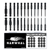 Narwhal ball end hex bit set with 24 pieces for quick, precise fastening.