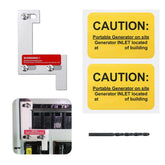 Natupal interlock plate shown on panel for safe transfer between main and generator power