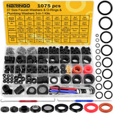 NBRINGO 1075-pcs-kit-overview provides versatile leak-sealing options for faucets and hoses.