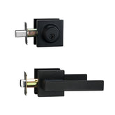 NCSEN Matt Black Front Door Lockset installed on door for secure entry