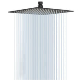 NearMoon Rain Shower Head 12in square, matte-black, delivers immersive full-body coverage.