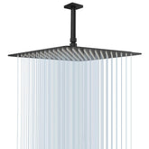 NearMoon 16-inch square rain shower head in matte black offers broad coverage