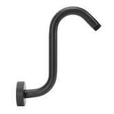 NearMoon S-shaped shower arm in matte black with 8-inch rise for taller showers.