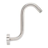 NearMoon S-shaped shower arm, 8-inch rise, brushed nickel finish increases shower space.