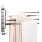 NearMoon wall-mounted swivel towel rack with four arms in brushed nickel