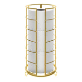 NearMoon toilet paper organizer stand in gold with three-roll capacity keeps bathroom clutter-free.