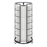 NearMoon toilet paper organizer stand with matte black base holding three rolls in a bathroom setting