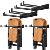 Neiteli wall-mounted folding chair storage rack keeps patio chairs neatly organized.