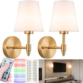 Nekhung battery wall sconces set of two offer wireless placement for versatile room lighting.