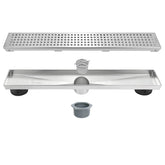 Neodrain 18-inch brushed linear drain showing long profile for efficient water flow
