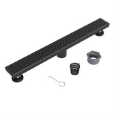 Neodrain 24-inch black linear drain with matte finish for modern showers