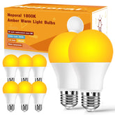 Neporal amber sleep bulb showing warm 1800K glow ideal for bedrooms and nurseries.