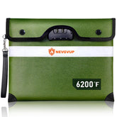 NEVGVUP fireproof bag top view showing extreme heat resistance for safe document storage