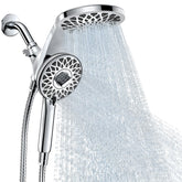 Newfinde dual shower head with magnetic dock for stable, one-handed use.