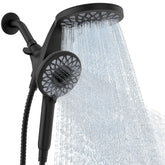 Newfinde high pressure rain shower head with rain flow and secure handheld docking.