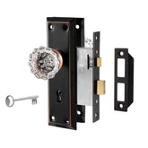 Newliplace mortise lock front view with crystal glass knob for vintage charm and secure entry
